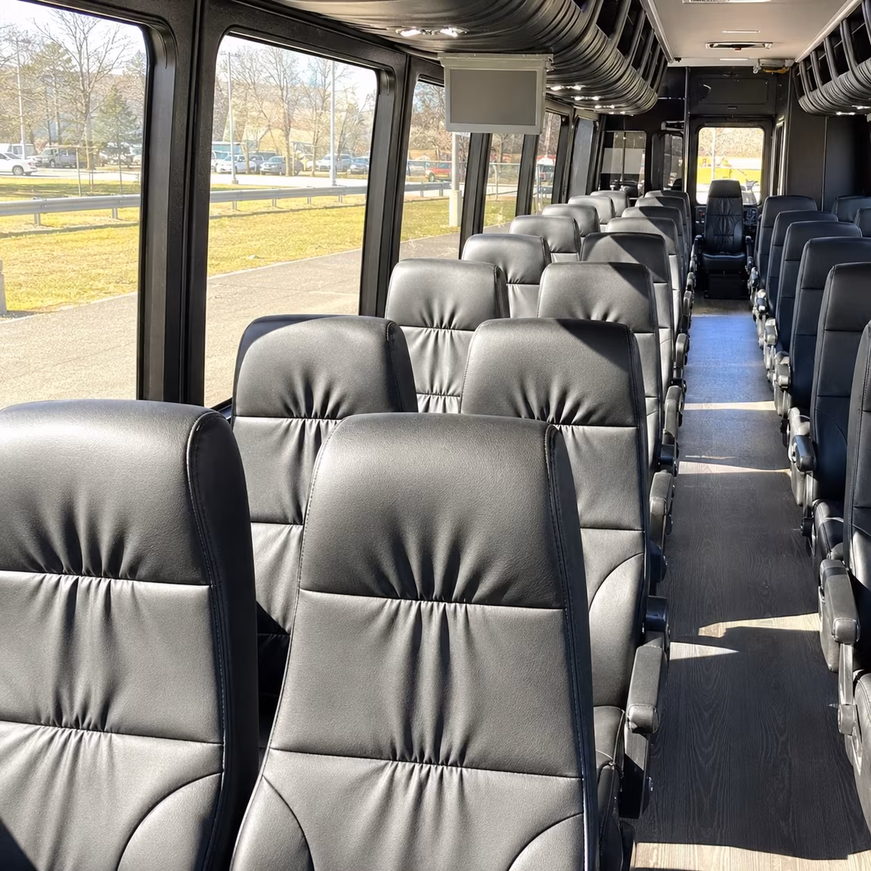 group boarding a minibus in knoxville